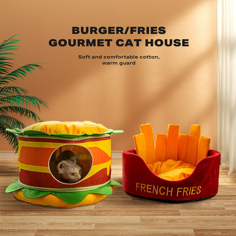 Pet Bed Washable Hamburger for Cats and Dogs