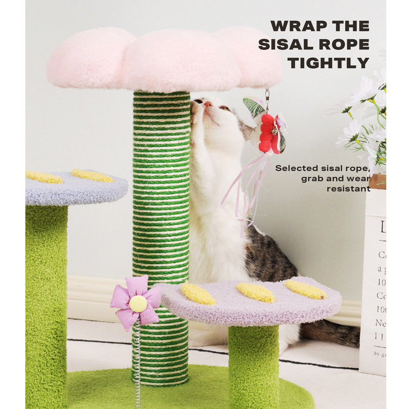 Cat Tree Tower Scratching Post Scratcher Kitten Play Condo House - Tulip