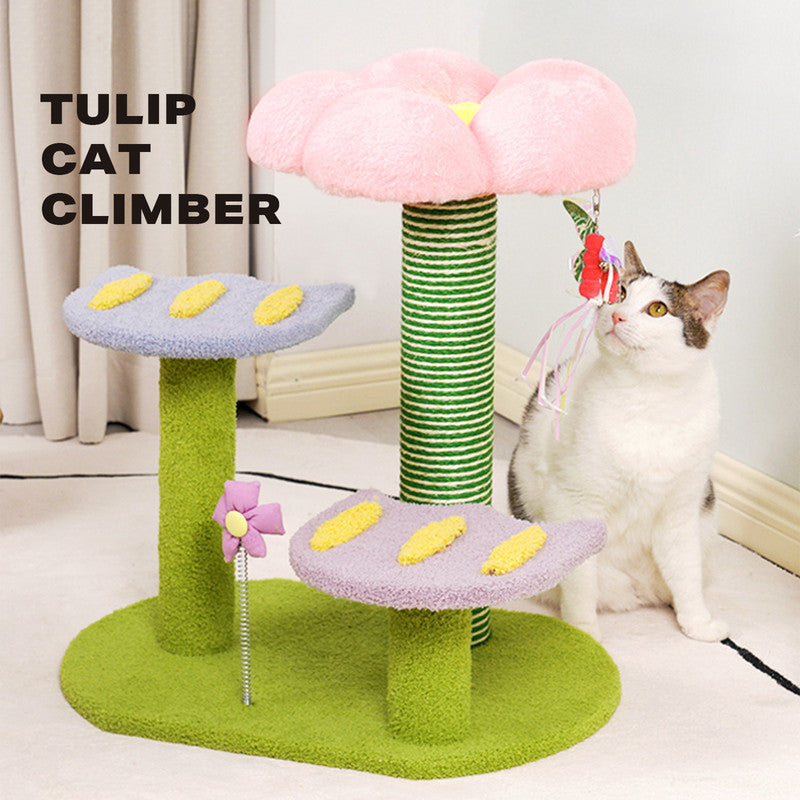 Cat Tree Tower Scratching Post Scratcher Kitten Play Condo House - Tulip