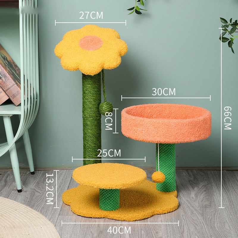 Cat Climbing Frame Scratching Post Toy Sun Flower