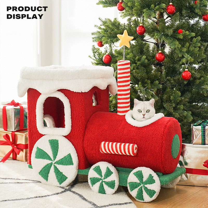 Cat Tree Christmas Gift Train Integrated Nest Toy Scratching Post