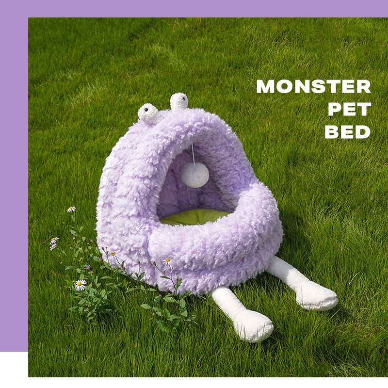 Pet Bed Monster Dog Cat Warm Soft Plush Nest Comfy Sleeping Kennel Cave