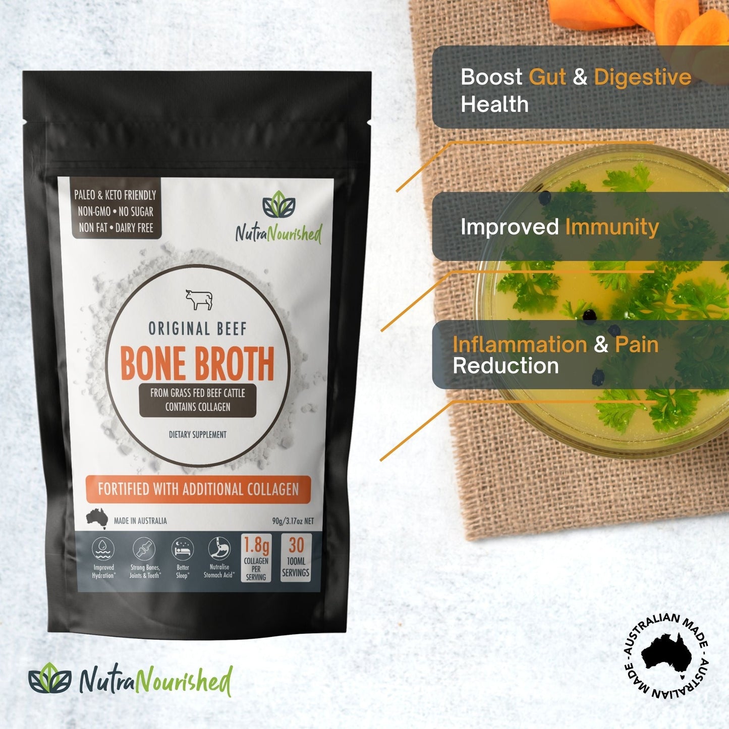 Bone Broth Beef - Premium Grass-Fed from AU/NZ - 90g