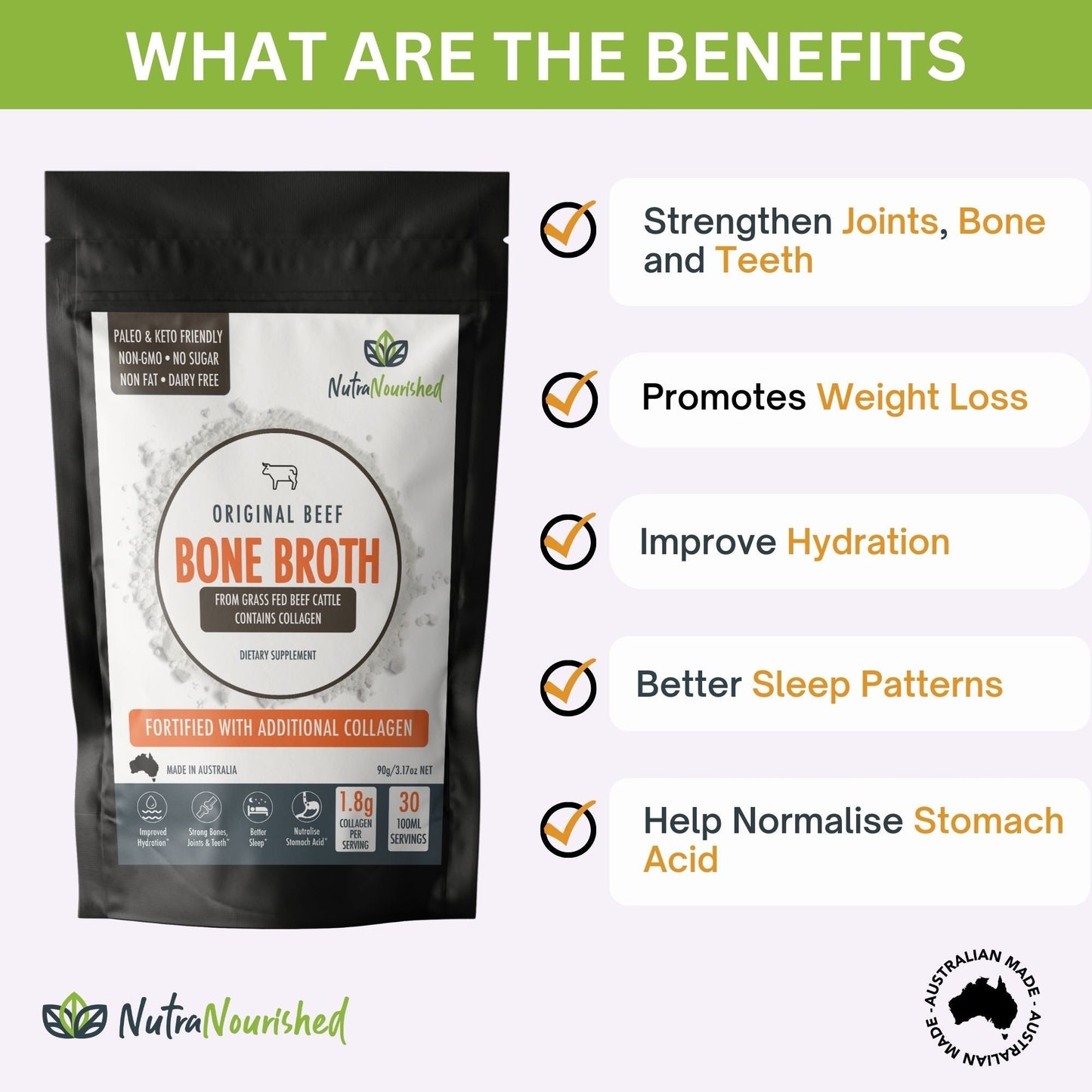 Bone Broth Beef - Premium Grass-Fed from AU/NZ - 90g