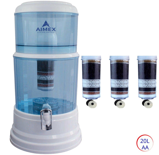 Aimex 20L Benchtop Water Purifier Maifan Stone with 3 X 8 Stage Fluoride Reduction Filters