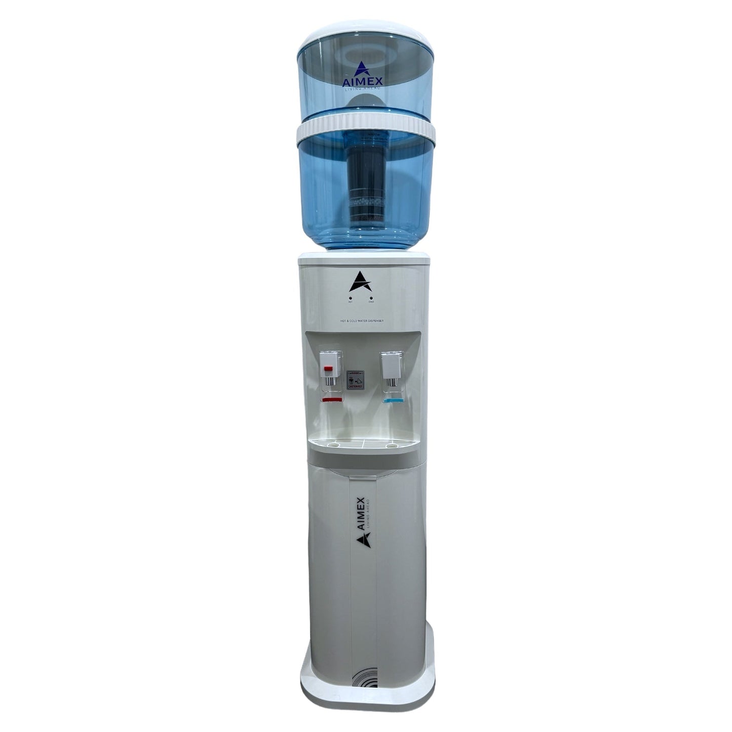 Luxurious White Free Standing Hot and Cold-Water Dispenser with Filter Bottle and LG Compressor