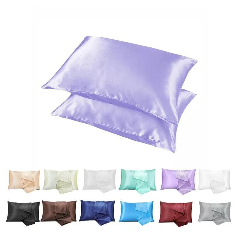 2 Pack Satin Pillowcases Luxury Soft Cushion Covers Bedroom Home Decor - Light Blue
