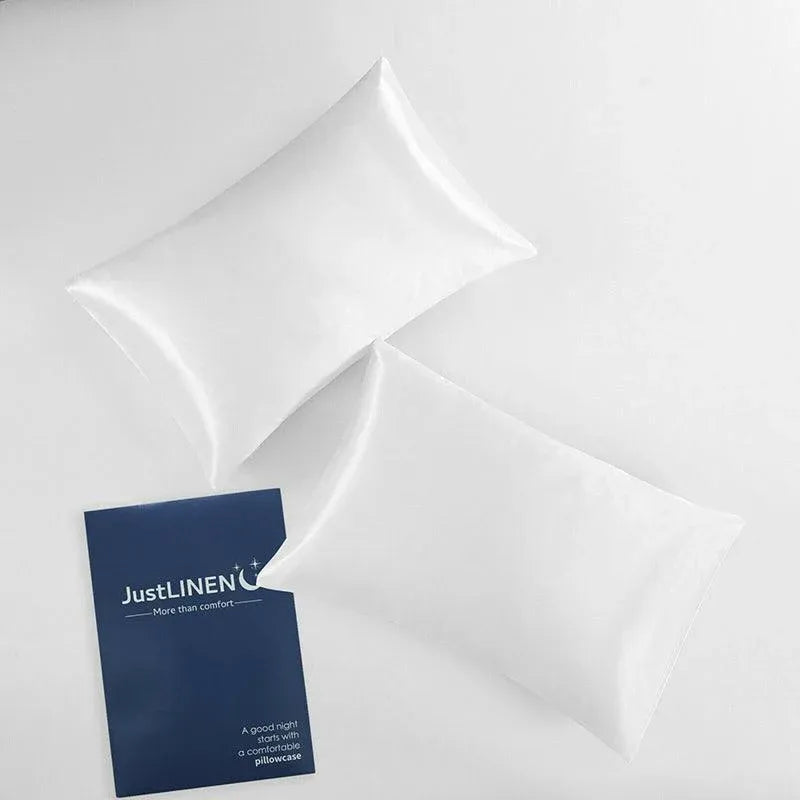 2 Pack Satin Pillowcases Luxury Soft Cushion Covers Bedroom Home Decor - Light Blue