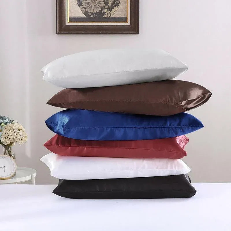 2 Pack Satin Pillowcases Luxury Soft Cushion Covers Bedroom Home Decor - Light Blue