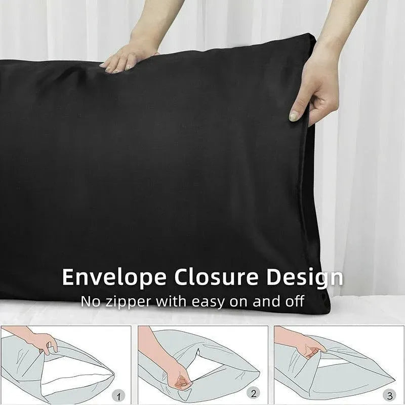 2 Pack Satin Pillowcases Luxury Soft Cushion Covers Bedroom Home Decor - Light Blue