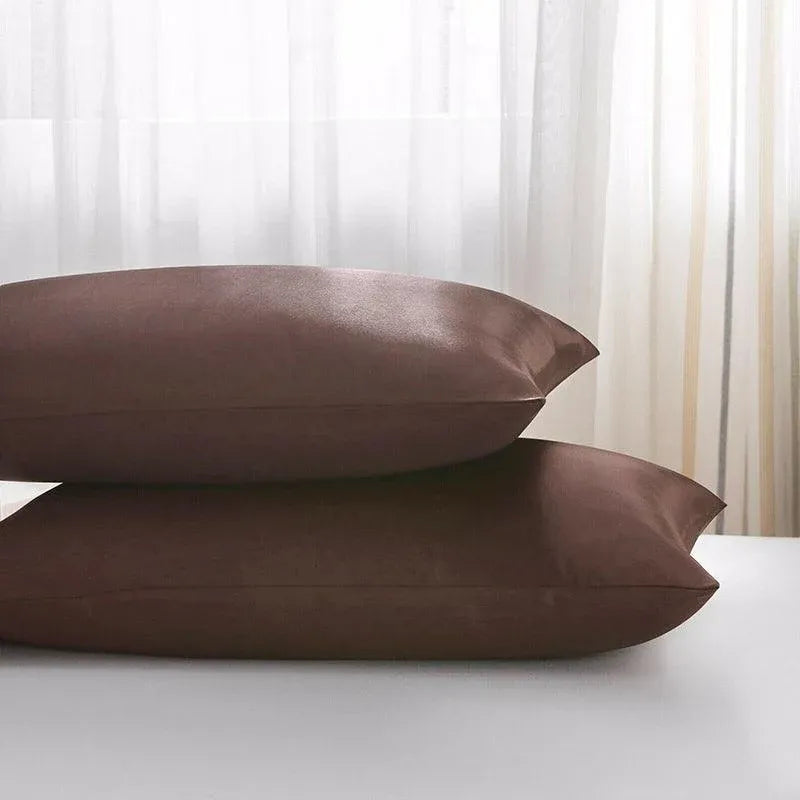 2 Pack Satin Pillowcases Luxury Soft Cushion Covers Bedroom Home Decor - Light Yellow