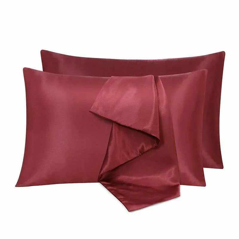 2 Pack Satin Pillowcases Luxury Soft Cushion Covers Bedroom Home Decor - Light Yellow