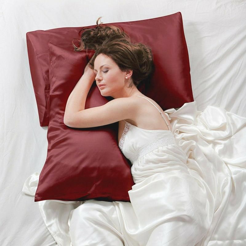 2 Pack Satin Pillowcases Luxury Soft Cushion Covers Bedroom Home Decor - Light Yellow