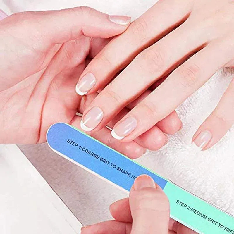 7 Way Professional Natural Nail File Straight Buffer Sanding Manicure Tools - 5 PCS