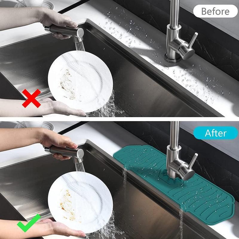 L Size Silicone Faucet Mat Kitchen Protector Faucet Absorbent Mat Sink Splash Guard - Grey