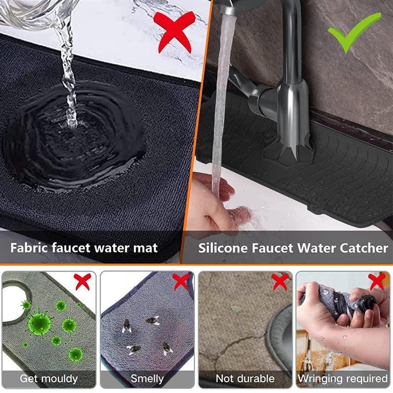 L Size Silicone Faucet Mat Kitchen Protector Faucet Absorbent Mat Sink Splash Guard - Grey