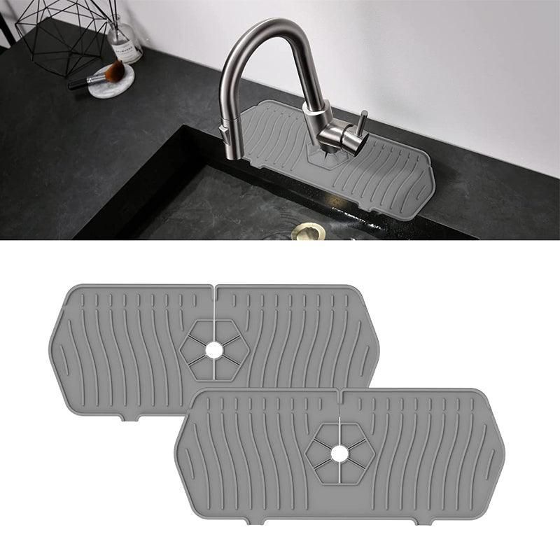 L Size Silicone Faucet Mat Kitchen Protector Faucet Absorbent Mat Sink Splash Guard - Green
