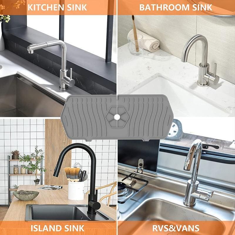 L Size Silicone Faucet Mat Kitchen Protector Faucet Absorbent Mat Sink Splash Guard - Green