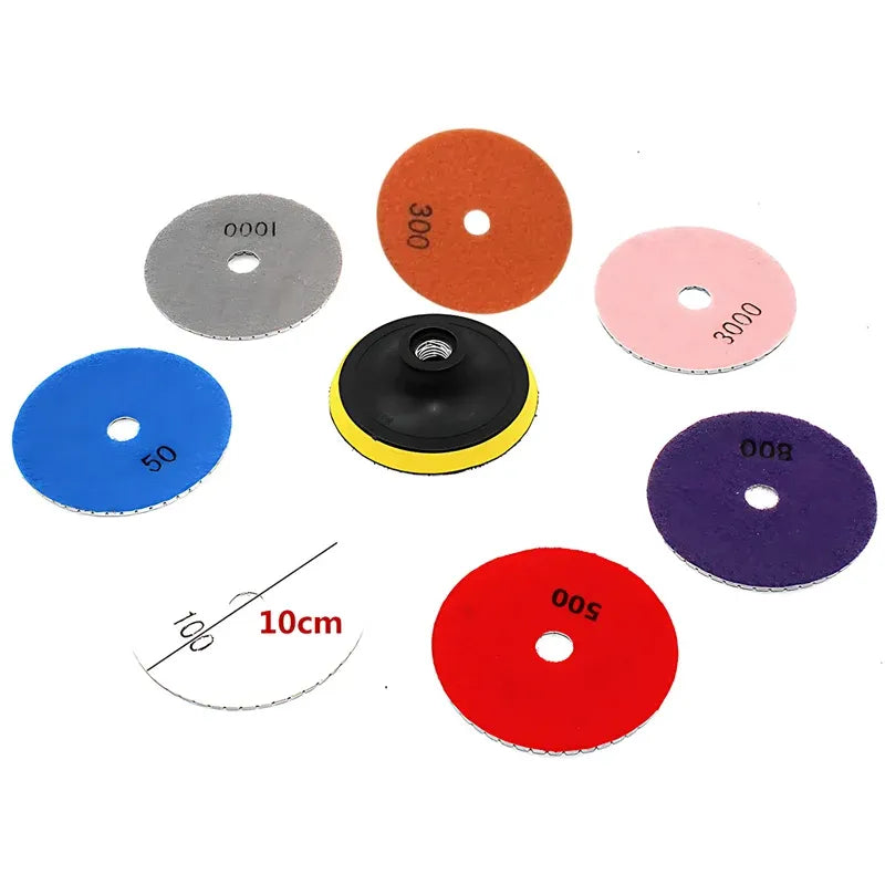 10PCS 100mm Diamond Polishing Pads Set for Granite Marble Concrete Tile