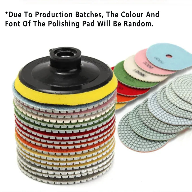 10PCS 100mm Diamond Polishing Pads Set for Granite Marble Concrete Tile