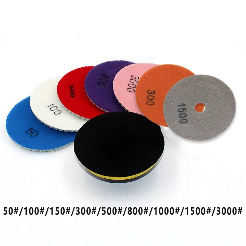 10PCS 100mm Diamond Polishing Pads Set for Granite Marble Concrete Tile