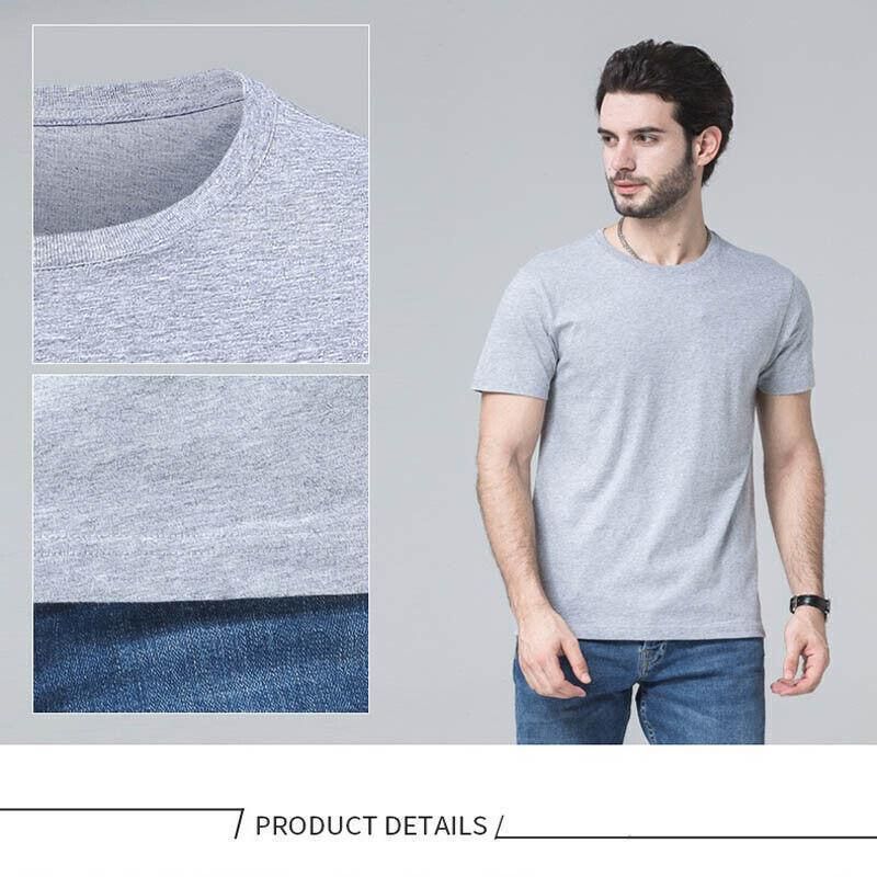 Men's T-shirt Plain Blank 100% heavy Cotton Basic Tee Short Sleeve Large S - 5XL Grey - 4XL