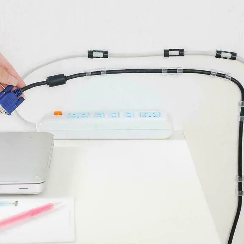 20PCS Cable Clips Management Holder Cord Wire Line Organizer Self-Adhesive M - M Size - White x 20 PCS