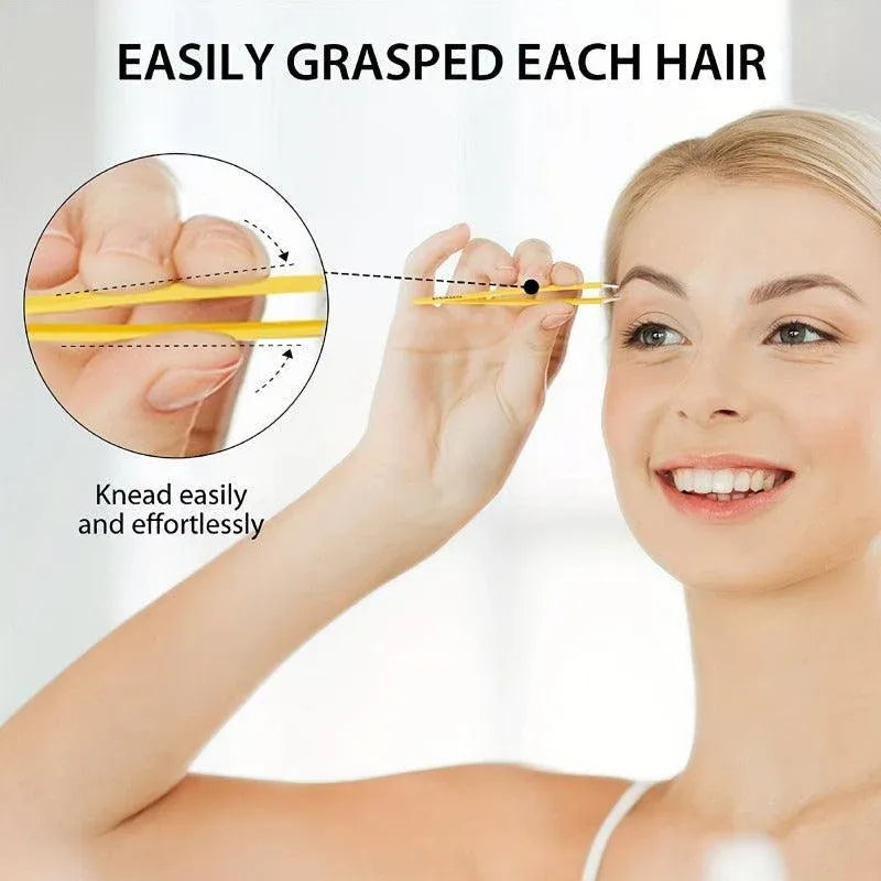 Stainless Steel Hair Eyebrow Tweezers Plucker Puller Beauty Slanted Nail Tip - Black