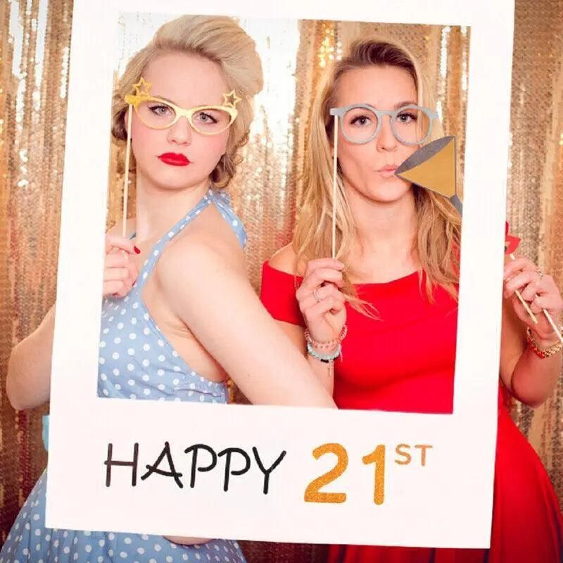 1Th 18Th-60Th Photo Booth Props Picture Frame Wedding Birthday Party Decoration - Happy 21ST