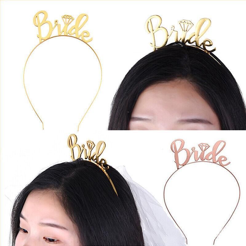 Bride To Be Hen Veil Sash Tiara Hens Night Bridal Shower Kitchen Tea Accessories - Black/Gold Sash
