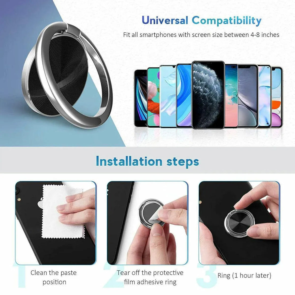 Iring Phone Ring Finger Holder Stand Car Mount Hook For Iphone Ipad Mobile Grip - C- Red