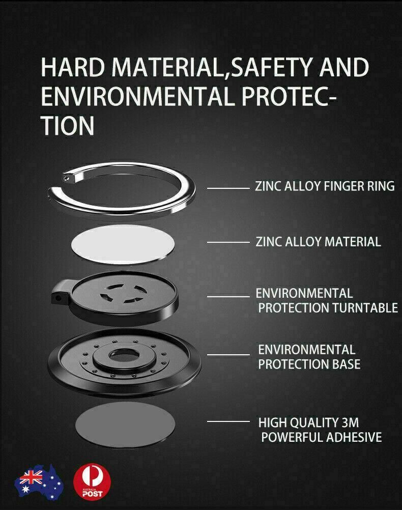 Iring Phone Ring Finger Holder Stand Car Mount Hook For Iphone Ipad Mobile Grip - D- Black
