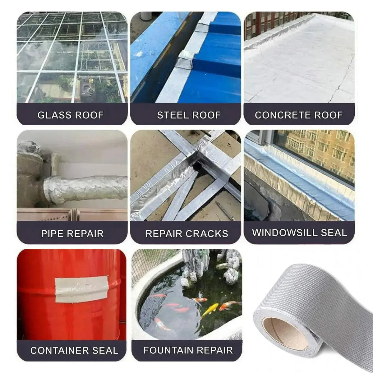 5M Waterproof Tape Butyl Rubber Aluminium Foil Roof Pipe Caravan Repair Flashing - 10cm* 5m* 1 Unit