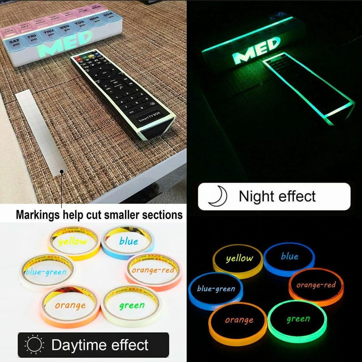 2cm x 3m Glow in the Dark Fluorescent Tape Self-Adhesive Strip for Marking and Decor - Red 2cm*3m