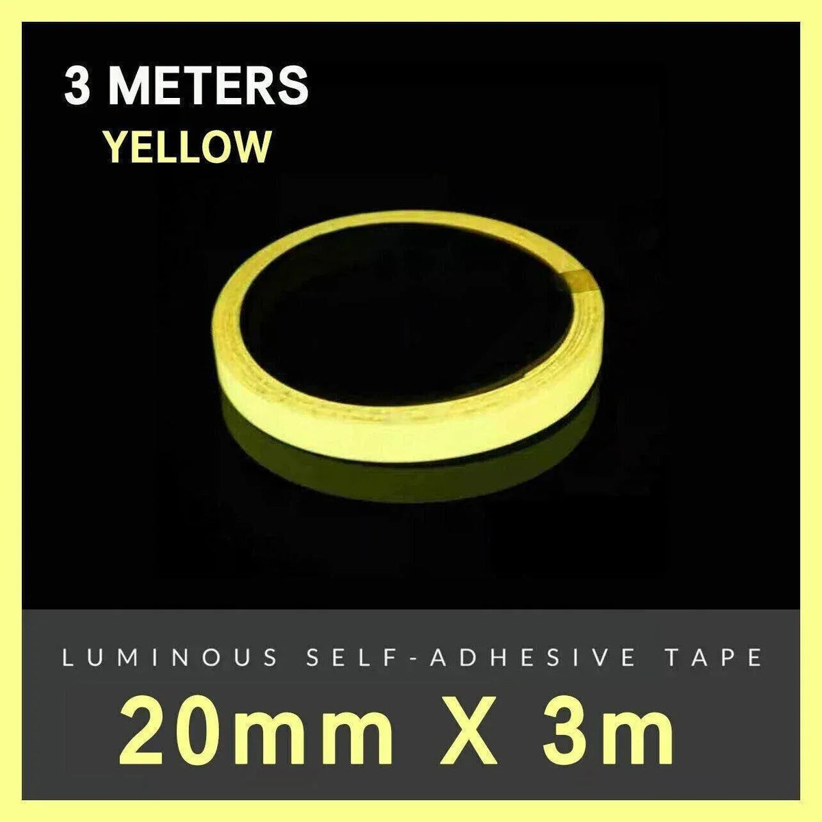 2cm x 3m Glow in the Dark Fluorescent Tape Self-Adhesive Strip for Marking and Decor - Red 2cm*3m