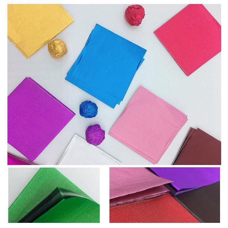 100PCS Tin Foil Aluminium Wrapping Square Chocolate Wrappers 10CM - Red/Embossed