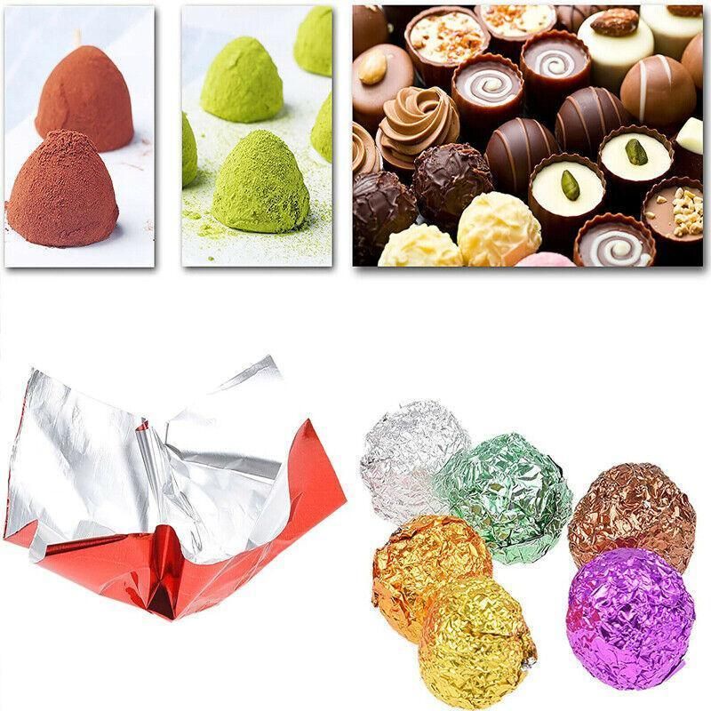 100PCS Tin Foil Aluminium Wrapping Square Chocolate Wrappers 10CM - Red/Embossed