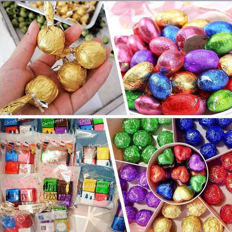 100Pcs Aluminium Foil Chocolate Wrappers 20cm Squares - Brown/Embossed