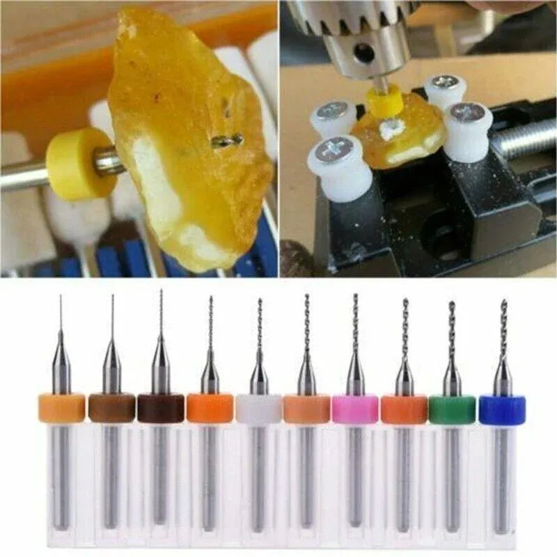 10X Tungsten Steel Micro Drill Bits 0.1-1.2mm for Rotary Tool - 0.3-1.2MM
