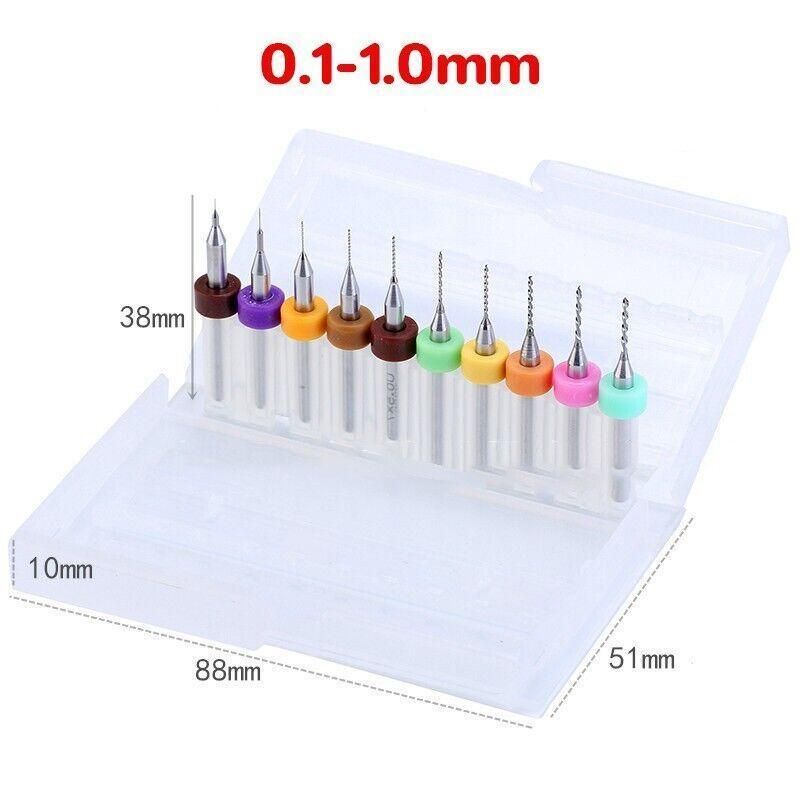 10X Tungsten Steel Micro Drill Bits 0.1-1.2mm for Rotary Tool - 0.3-1.2MM