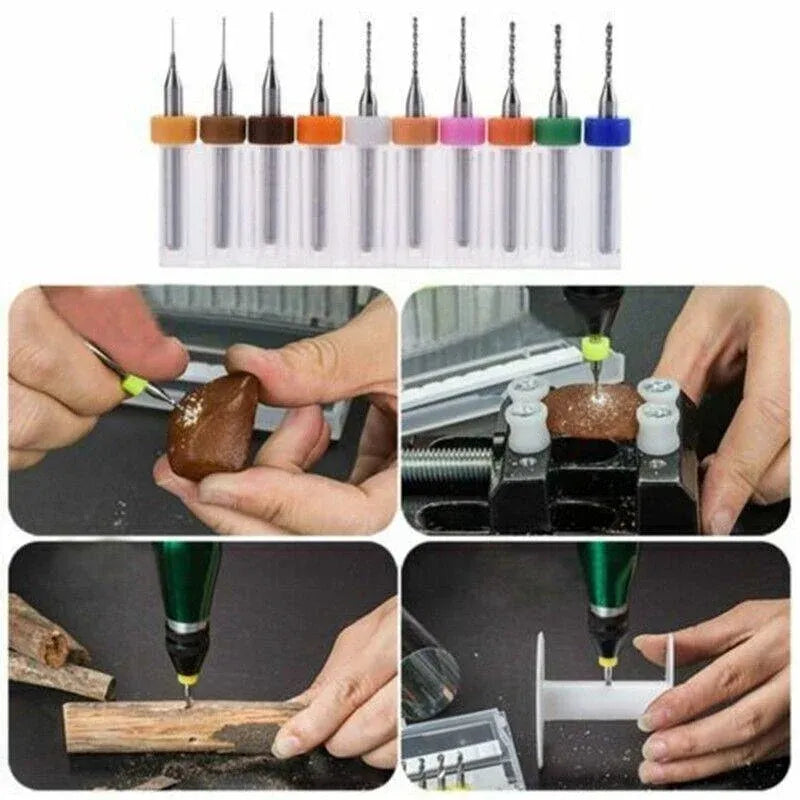 10X Tungsten Steel Micro Drill Bits 0.1-1.2mm for Rotary Tool - 0.3-1.2MM