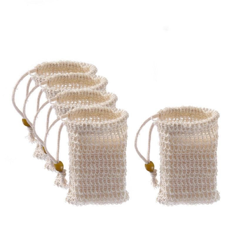 Flax Soap Saver Bag with Foaming Mesh and Drawstring for Exfoliating - 1PC