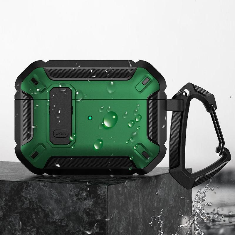 For Apple AirPods pro and pro2 Case Armor Earphone Heavy Duty Shockproof Cover - Black&Green For Airpods Pro