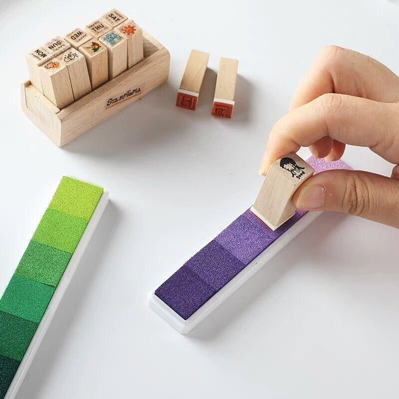 Gradient Color Ink Pad Inkpad Rubber Stamp Water Based Diy Finger Print 10 Colours - C2