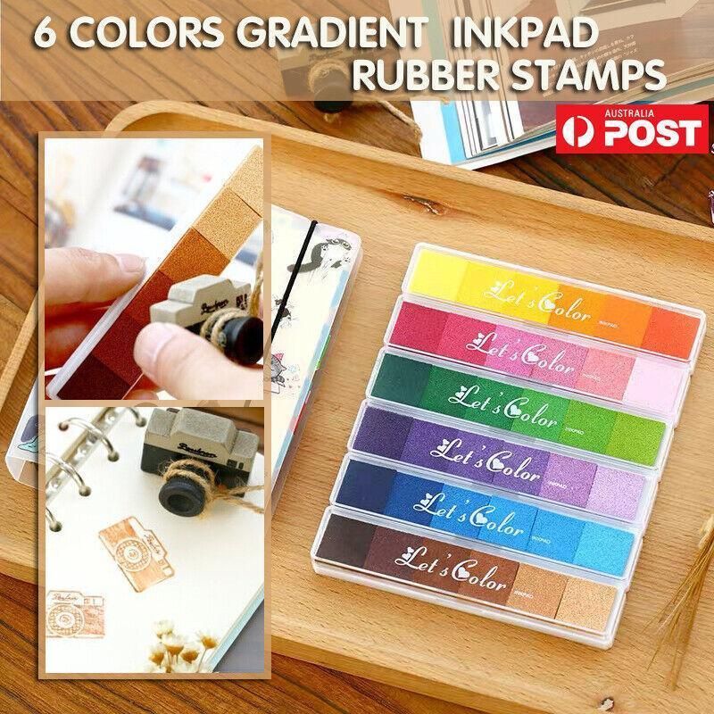 Gradient Color Ink Pad Inkpad Rubber Stamp Water Based Diy Finger Print 10 Colours - C4