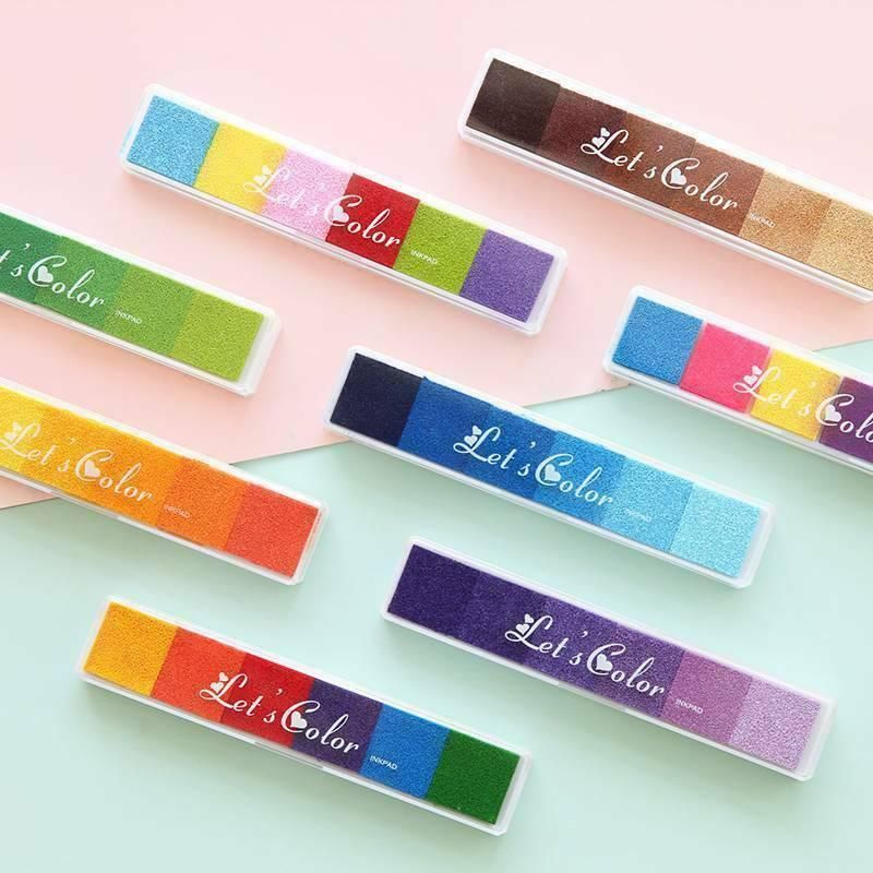 Gradient Color Ink Pad Inkpad Rubber Stamp Water Based Diy Finger Print 10 Colours - C4