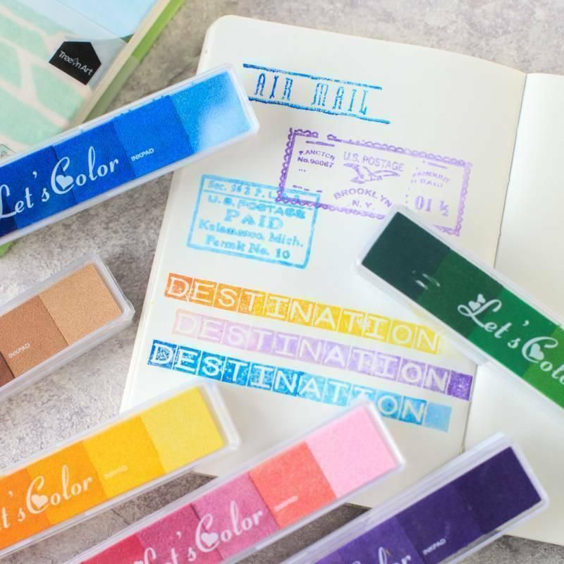 Gradient Color Ink Pad Inkpad Rubber Stamp Water Based Diy Finger Print 10 Colours - C4