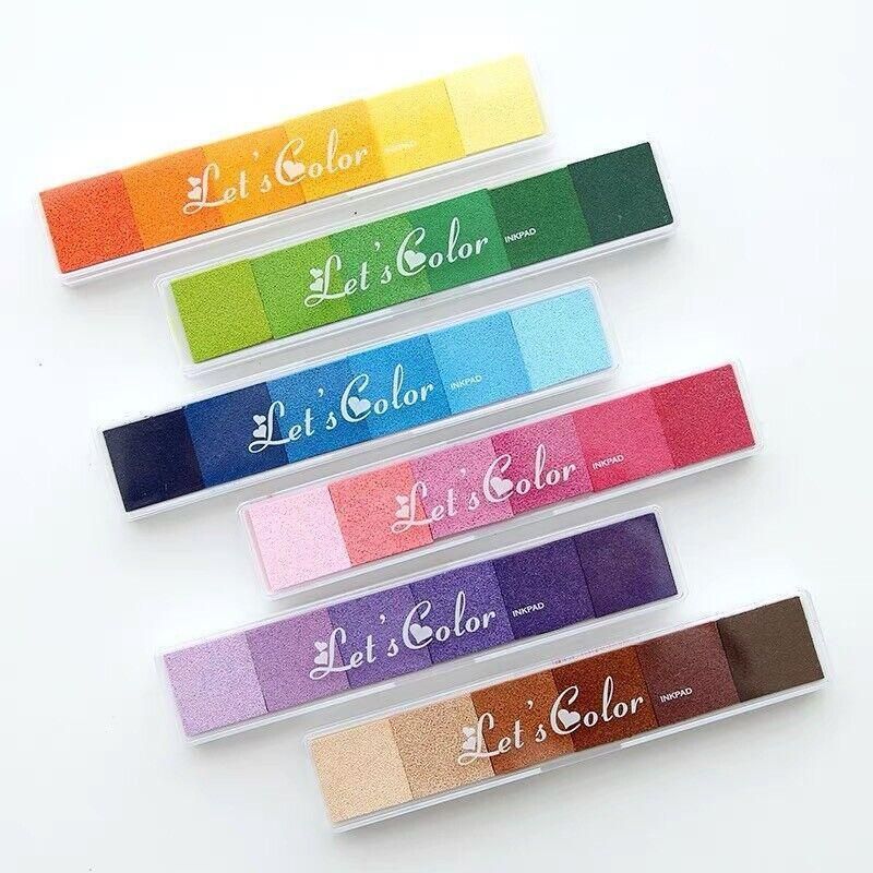 Gradient Color Ink Pad Inkpad Rubber Stamp Water Based Diy Finger Print 10 Colours - C4