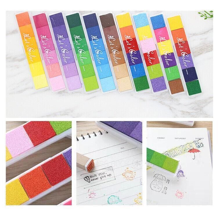 Gradient Color Ink Pad Inkpad Rubber Stamp Water Based Diy Finger Print 10 Colours - C4