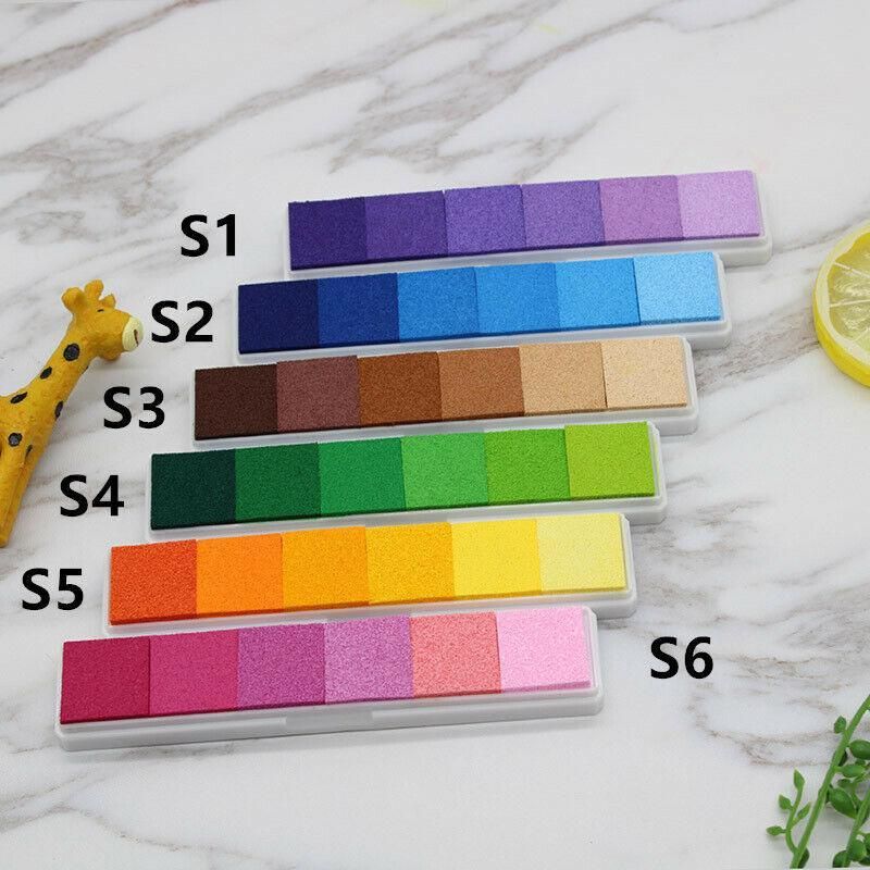 Gradient Color Ink Pad Inkpad Rubber Stamp Water Based Diy Finger Print 10 Colours - C4